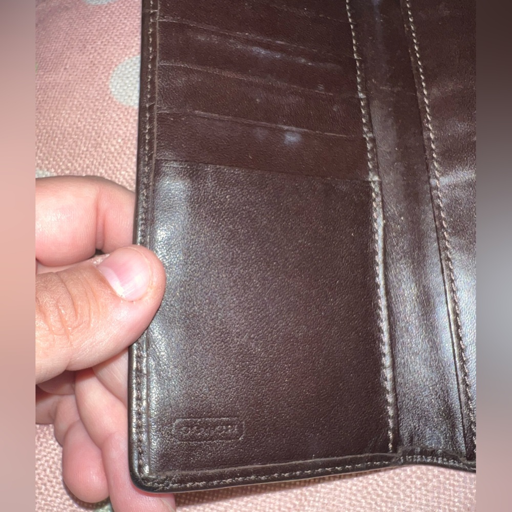 Coach Signature Brown Canvas Wallet with Dark Brown Trim - Picture 8 of 10